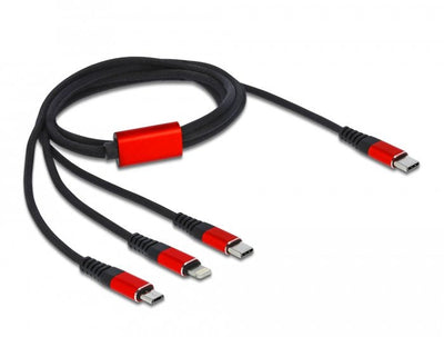 Delock Cable Charging USB 3 1 USB Type-c™ a Lightning™ / Micro USB / USB Type-c™ 1M — image 1
