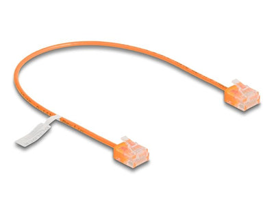 Delock RJ45 Network Cable CAT.6 UTP Ultra Slim 0,3M Orange With Kurzen Machon — image 1