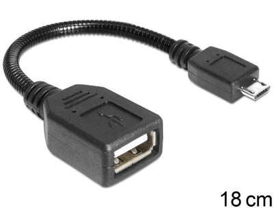 Delock USB Cable Micro-b Male USB 2.0-A Female Otg Flexible 18CM — image 1