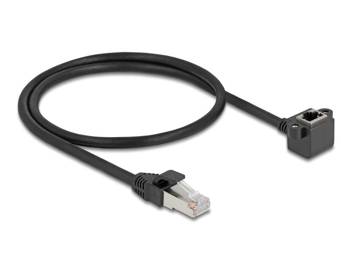 Network Cable Alargador RJ45 Connector Male a RJ45 Connector Female 90° Angulado CAT.6 F UTP 0,5M Black