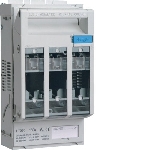 Hager Sicherungslasttrennschalter LT050 NH00 160A Frame Borne 95QMM Carril Din