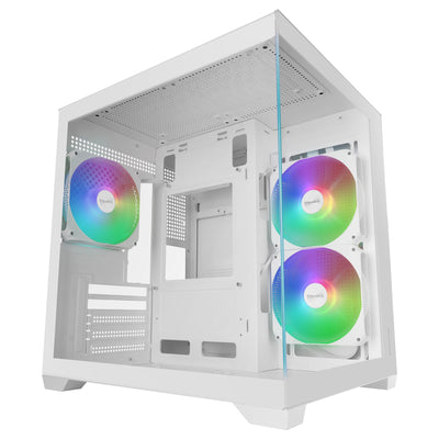 Mars Gaming PC Case microATX MC-VIEW3W GPU Max. 330MM Glass Tempered Panoramico ARGB USB-C White — image 1