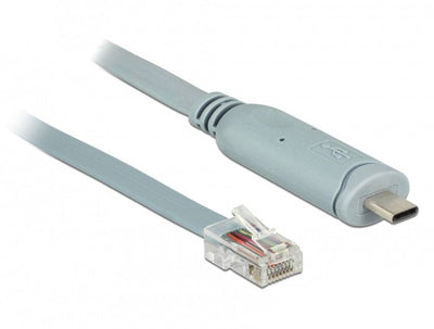 Delock Adapter USB 2.0 Type-c Male 1 X Serial RS-232 RJ45 Male 1,0M Grey — image 1