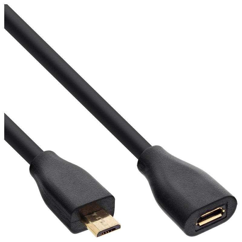 Inline Cable Extensión Micro-usb, USB 2.0 Micro-b M/H, Black/Gold 5M