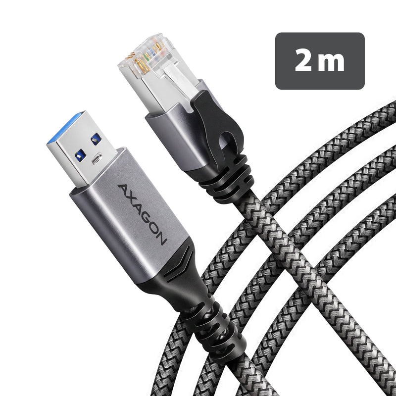 Axagon ADE-AM20 USB-A 3.2 Gen 1 - Gigabit Ethernet Adapter With Integrated CAT.6 RJ-45 Network Cable (2M), Asi