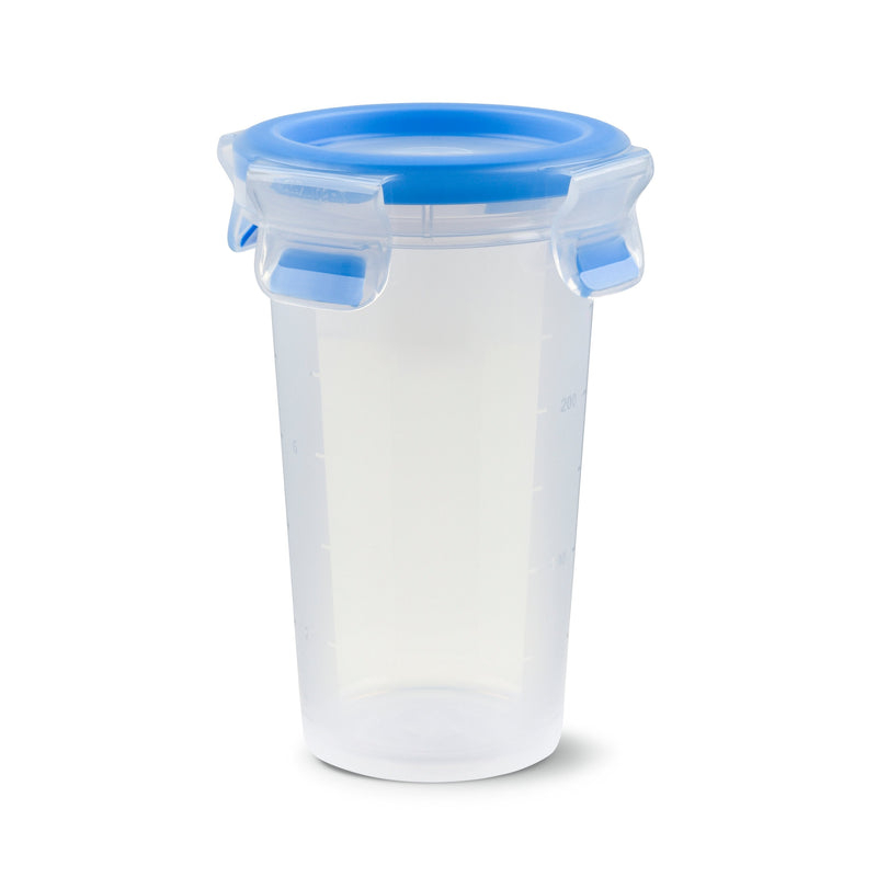 Emsa Clip & Close Recipiente Conservar Alimentos 0,35 Litros, Glass Transparent/Blue Round Ø 9,2CM 508551