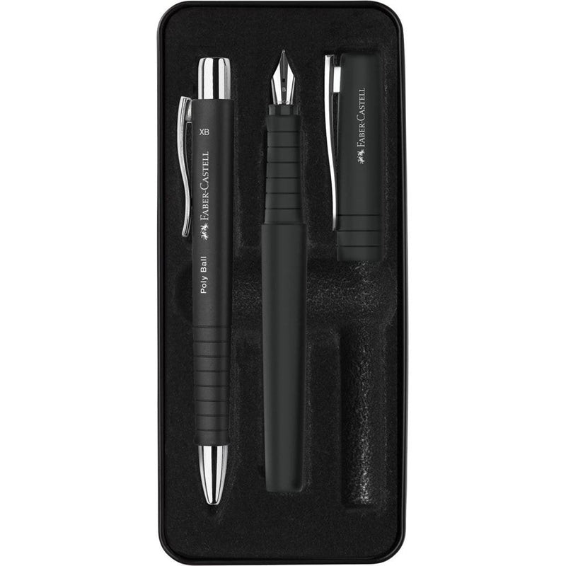 Faber-castell Poly Pack Pen Poly Ball And Pluma Estilografica Poly Pen With Plumin B - Clip Metal - Black