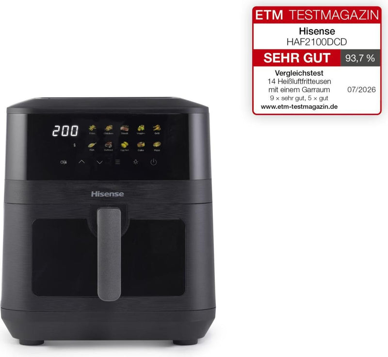 Fryer Air Hisense HAF2100DCD Sencillo 7,7 L 2100W Caliente Black