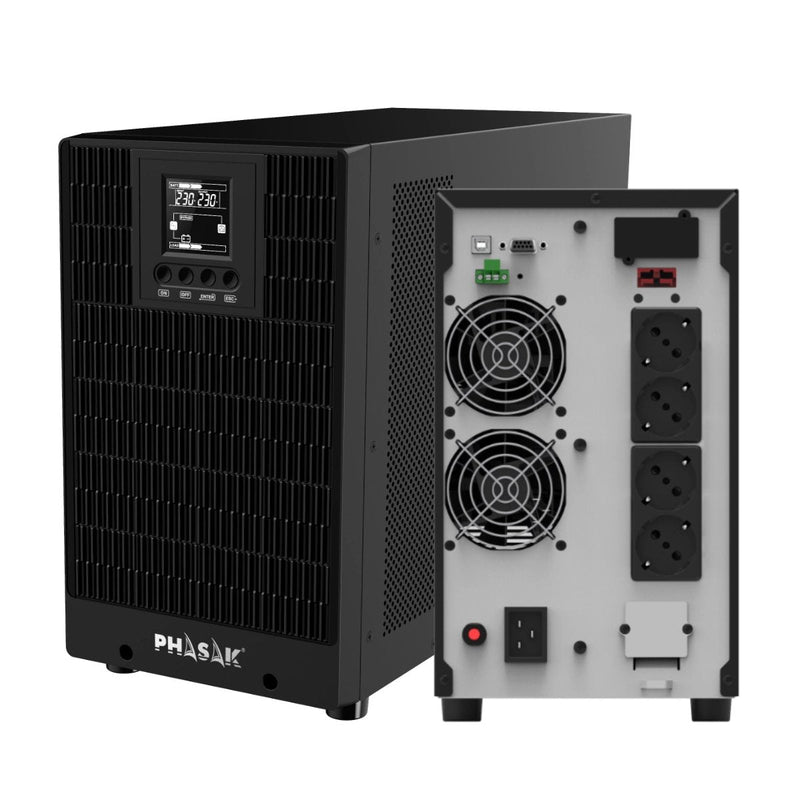 Phasak UPS Online 3000VA Online LCD 3000VA-2700W 4 Salidas Formato Tower