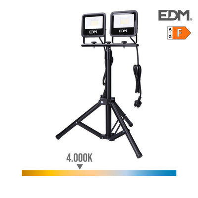 EDM Foco Projector LED With Tripod 2X30W 2X2370LM 4000K Light Dia Black Series — image 1