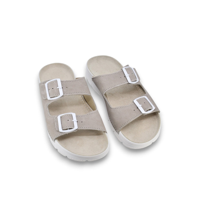 Meeliku Leather Sandals – Grey/White