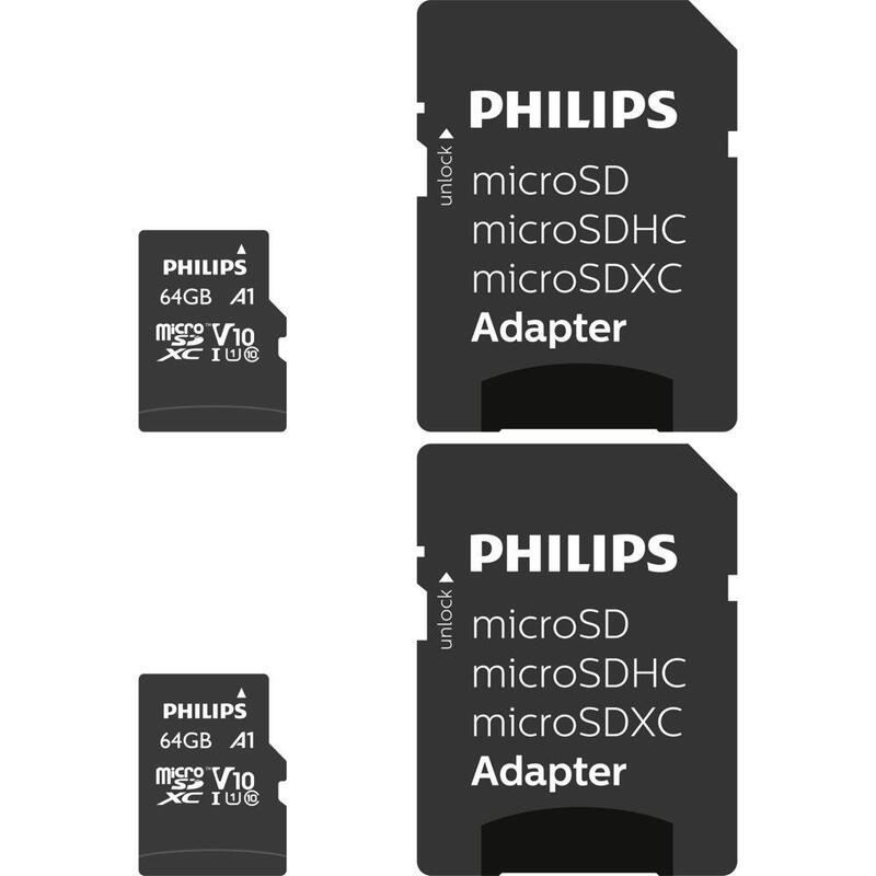 Philips Microsdxc 2-PACK 64GB Class 10 Uhs-i U1 Incl. Adapter