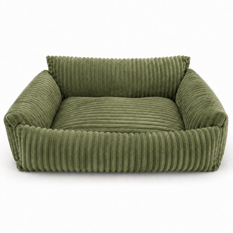Lodie Corduroy Dog Sofa with Removable Cover – Green, L