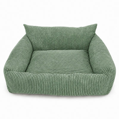 Lodie Corduroy Dog Sofa with Removable Cover – Olive Green, S