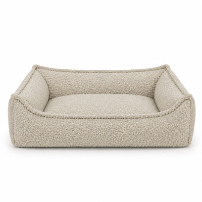 Nino Bouclé Dog Basket Bed with Removable Cover – Ecru, L