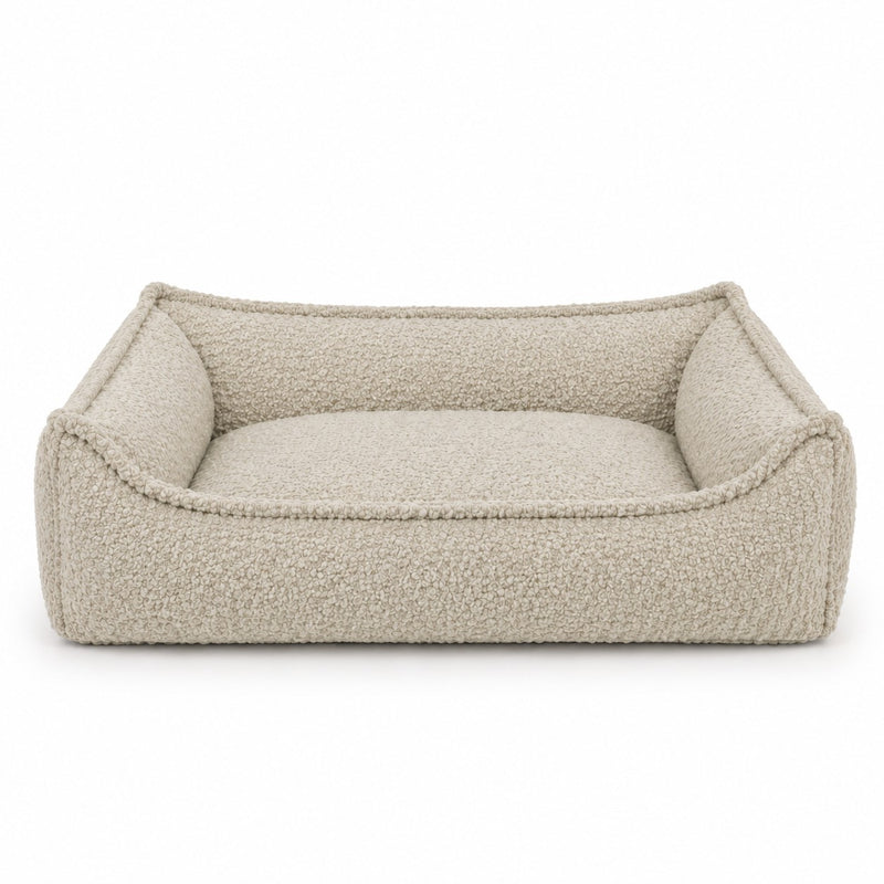 Nino Bouclé Dog Basket Bed with Removable Cover – Ecru, XS