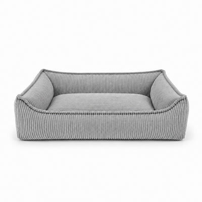 Nino Corduroy Dog Basket Bed with Removable Cover – Cloud Grey, XS