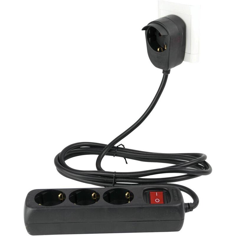 Rev Power Strip 3 + 1-FOLD 2M + Switch Black