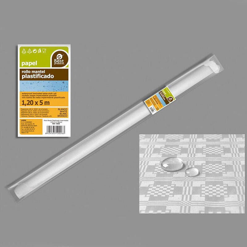 Roll Tablecloth Waterproof White 1,2 X 5M