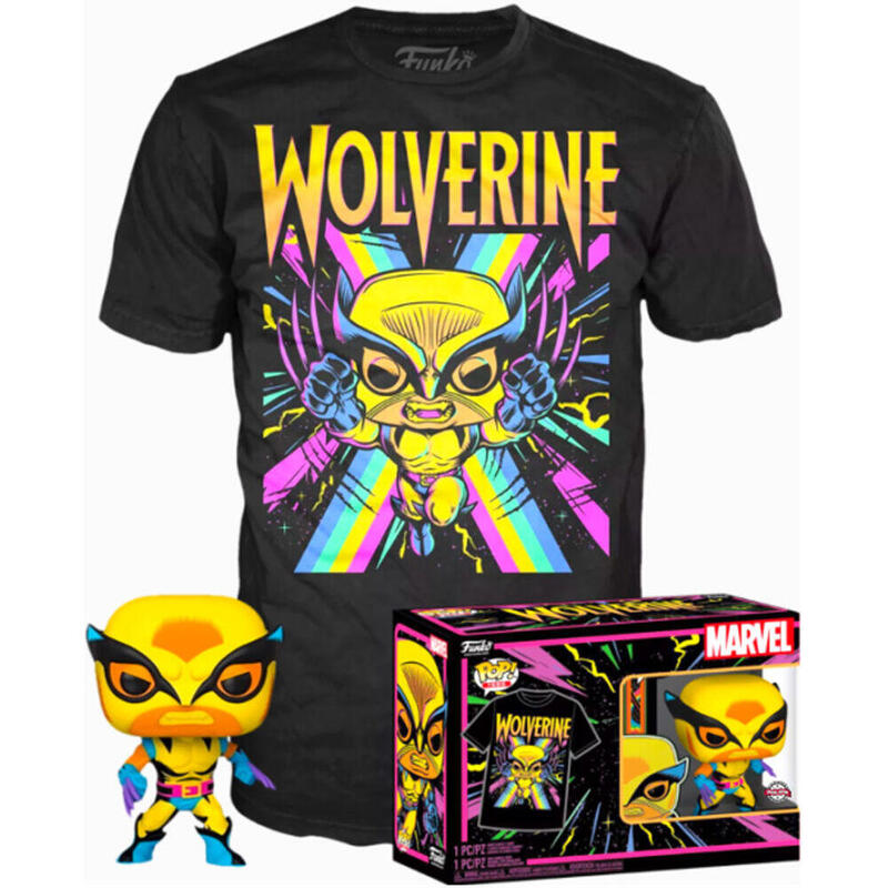 Set Figure Pop & Tee Marvel Wolverine Black Light Size XL