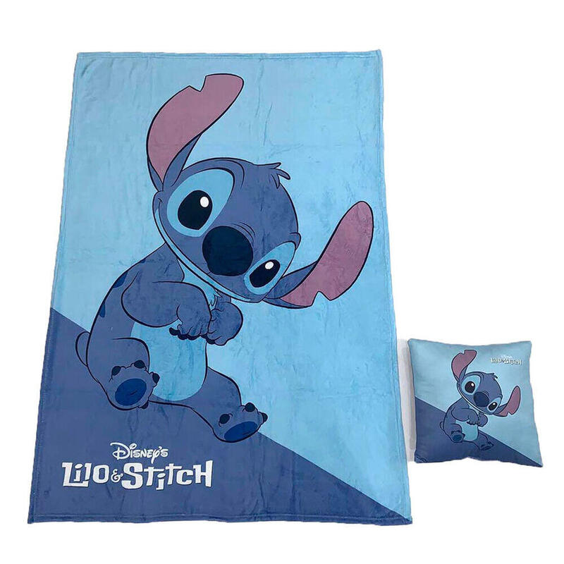 Disney Set Blanket Polar + Cojin Stitch
