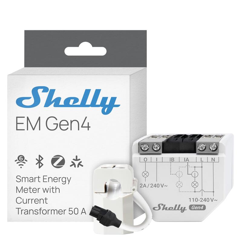Shelly · Unterputz · \em GEN4\ · Messfunktion · WLAN · Zigbee · Matter · Bluetooth