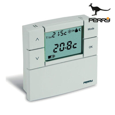 Thermostat Digital 3V Serie Zefiro 84X84MM Colour White Perry — image 1