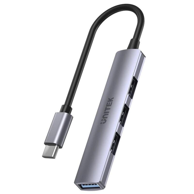 Unitek Hub USB-C 1x USB-A 5Gbps, 3x USB-A 2.0 Alu