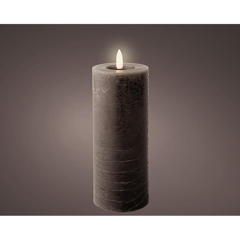 Candle Cera LED Grey Surface Rústica, Ø7 X 19CM