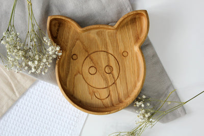 Wooden Plate For Kids - Pig
